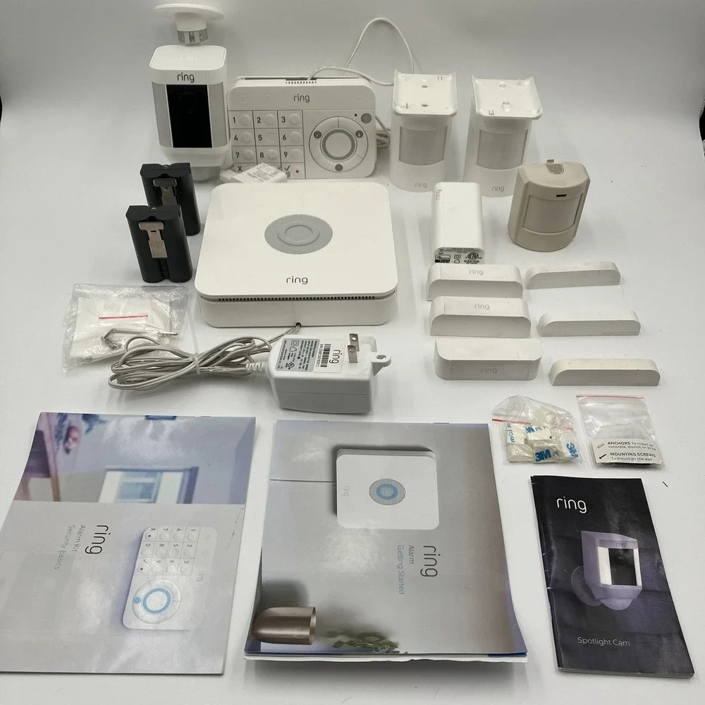 Ring Alarm Security Kit Base Station Keypad Motion Contact Sensors Spotlight Cam